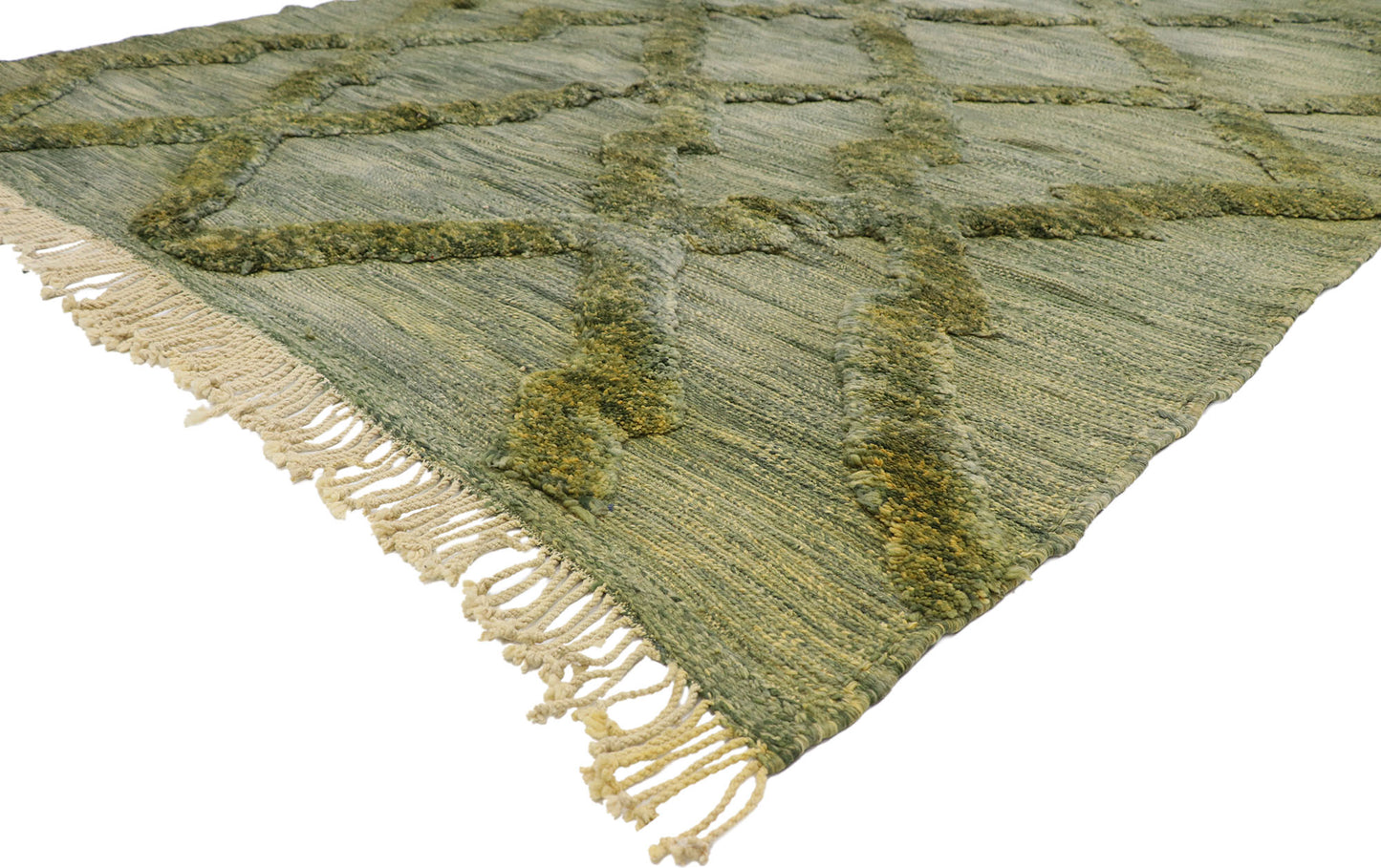 9 x 12 Green Moroccan High-Low Rug 21181