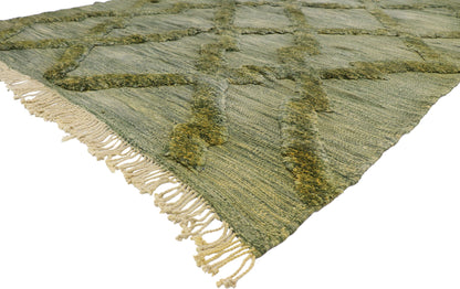 9 x 12 Green Moroccan High-Low Rug 21181