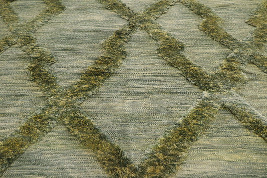 9 x 12 Green Moroccan High-Low Rug 21181