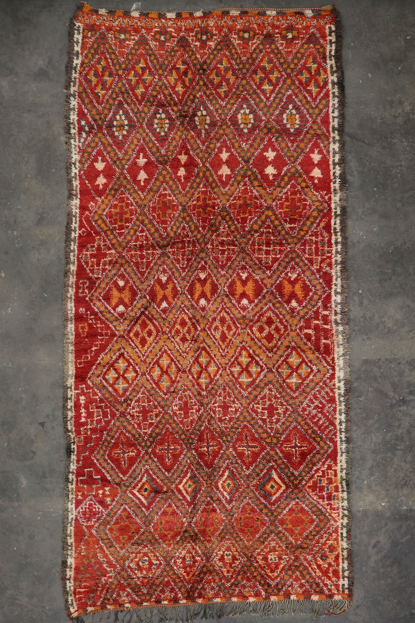 7 x 15 Vintage Red Beni M'Guild Moroccan Rug 21228