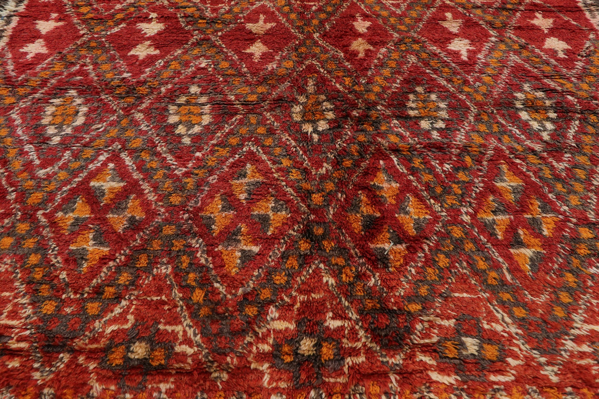 7 x 15 Vintage Red Beni M'Guild Moroccan Rug 21228