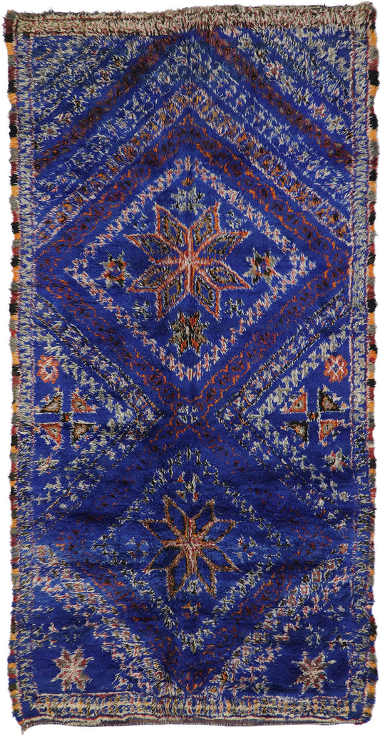 7 x 13 Vintage Blue Beni MGuild Moroccan Rug 21337