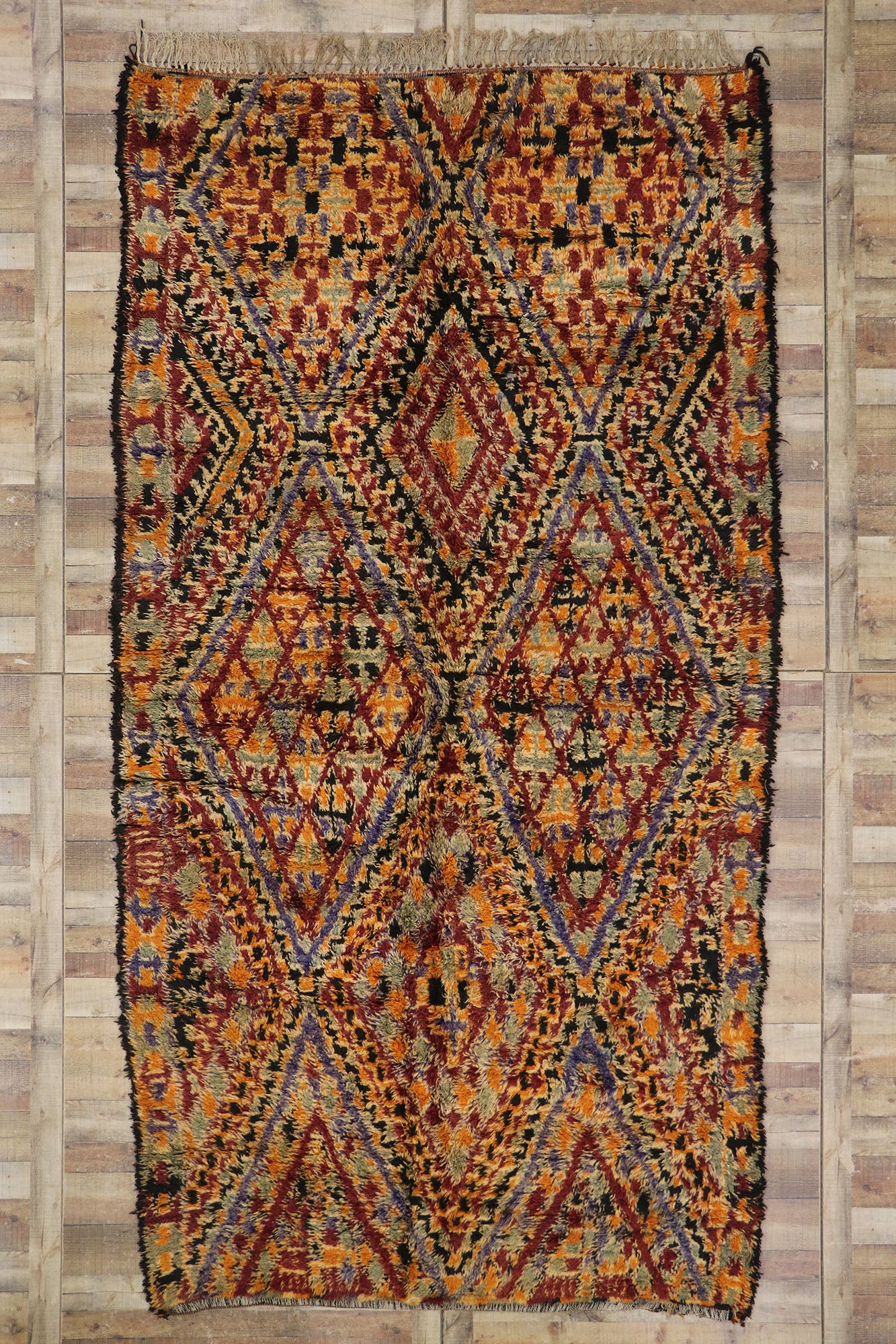 7 x 13 Vintage Beni M'Guild Moroccan Rug 21339