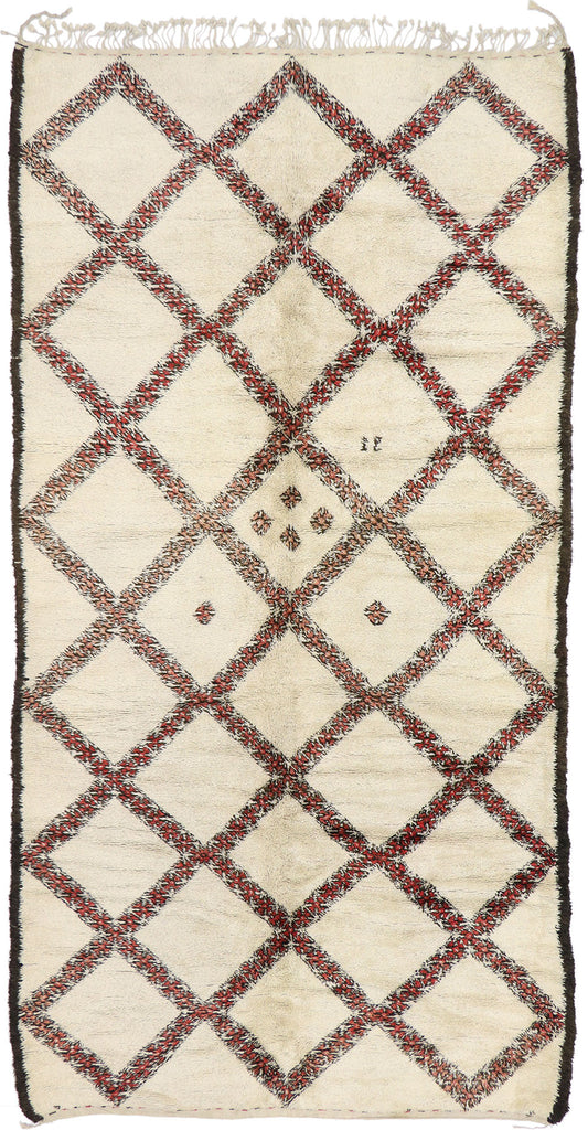 7 x 13 Vintage Moroccan Beni Ourain Rug 21354