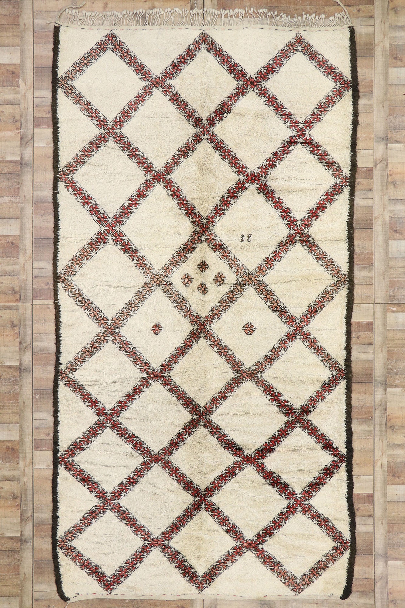 7 x 13 Vintage Moroccan Beni Ourain Rug 21354