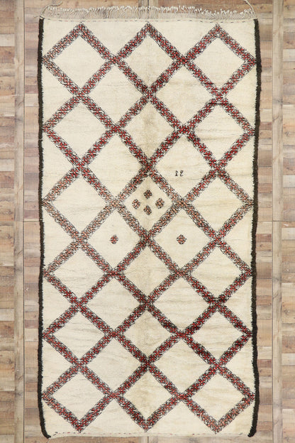 7 x 13 Vintage Moroccan Beni Ourain Rug 21354