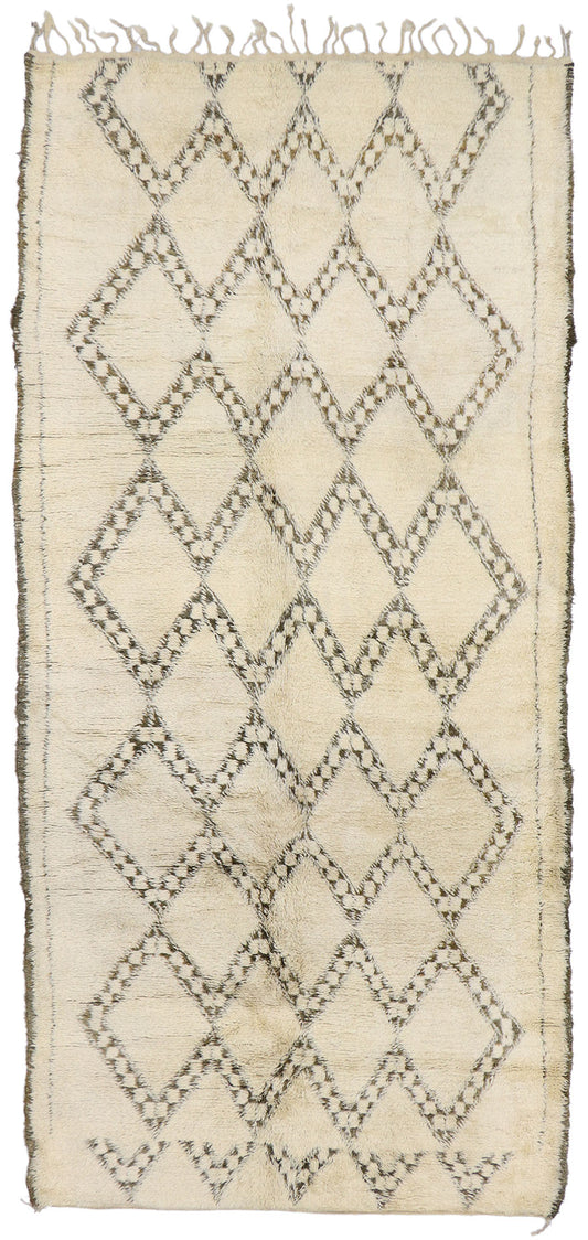 7 x 14 Vintage Moroccan Beni Ourain Rug 21372
