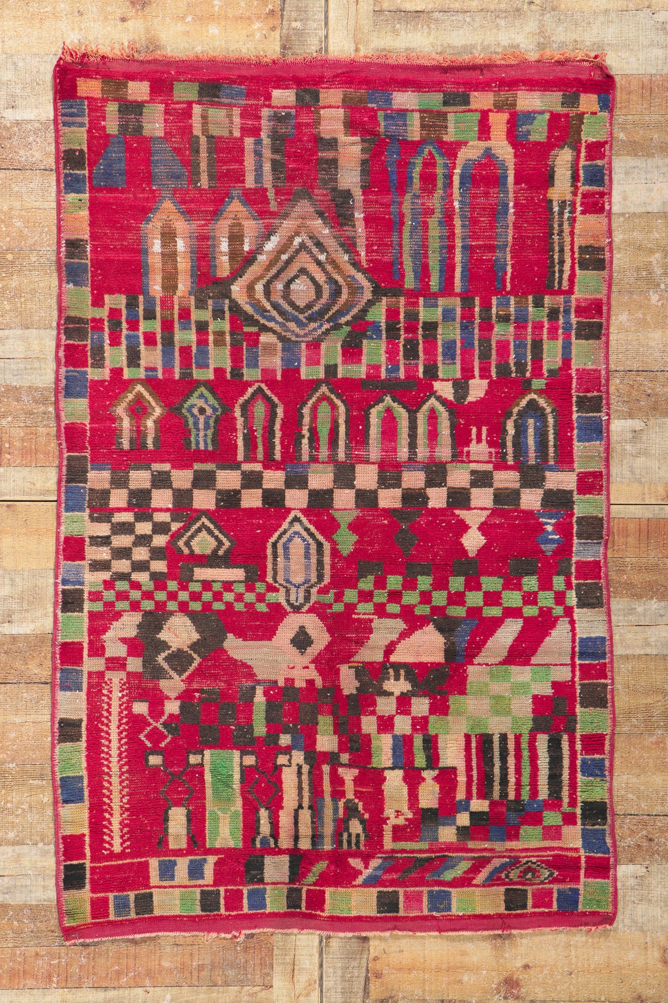4 x 6 Vintage Boujad Moroccan Rug 21494