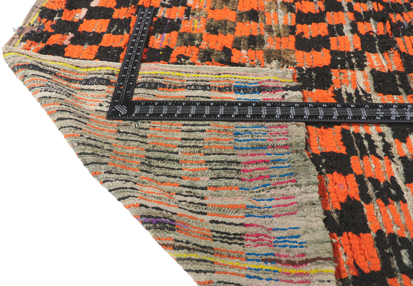 4 x 9 Vintage Checkered Moroccan Azilal Rug 21507
