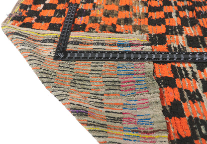 4 x 9 Vintage Checkered Moroccan Azilal Rug 21507