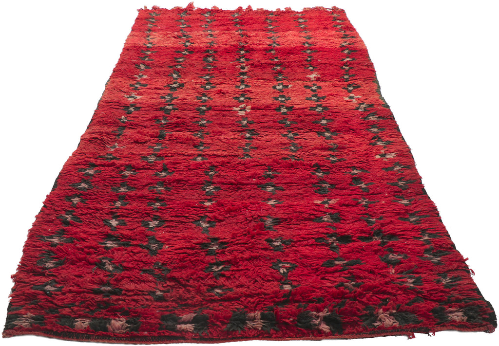 4 x 9 Vintage Red Beni Mrirt Moroccan Rug 21508