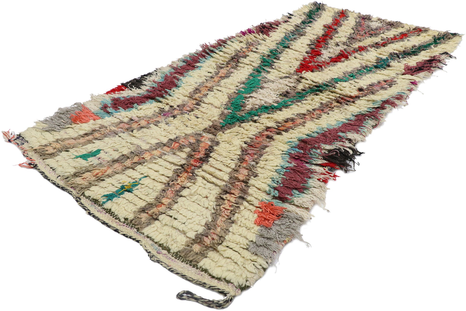 2 x 5 Vintage Moroccan Boucherouite Rug 21534