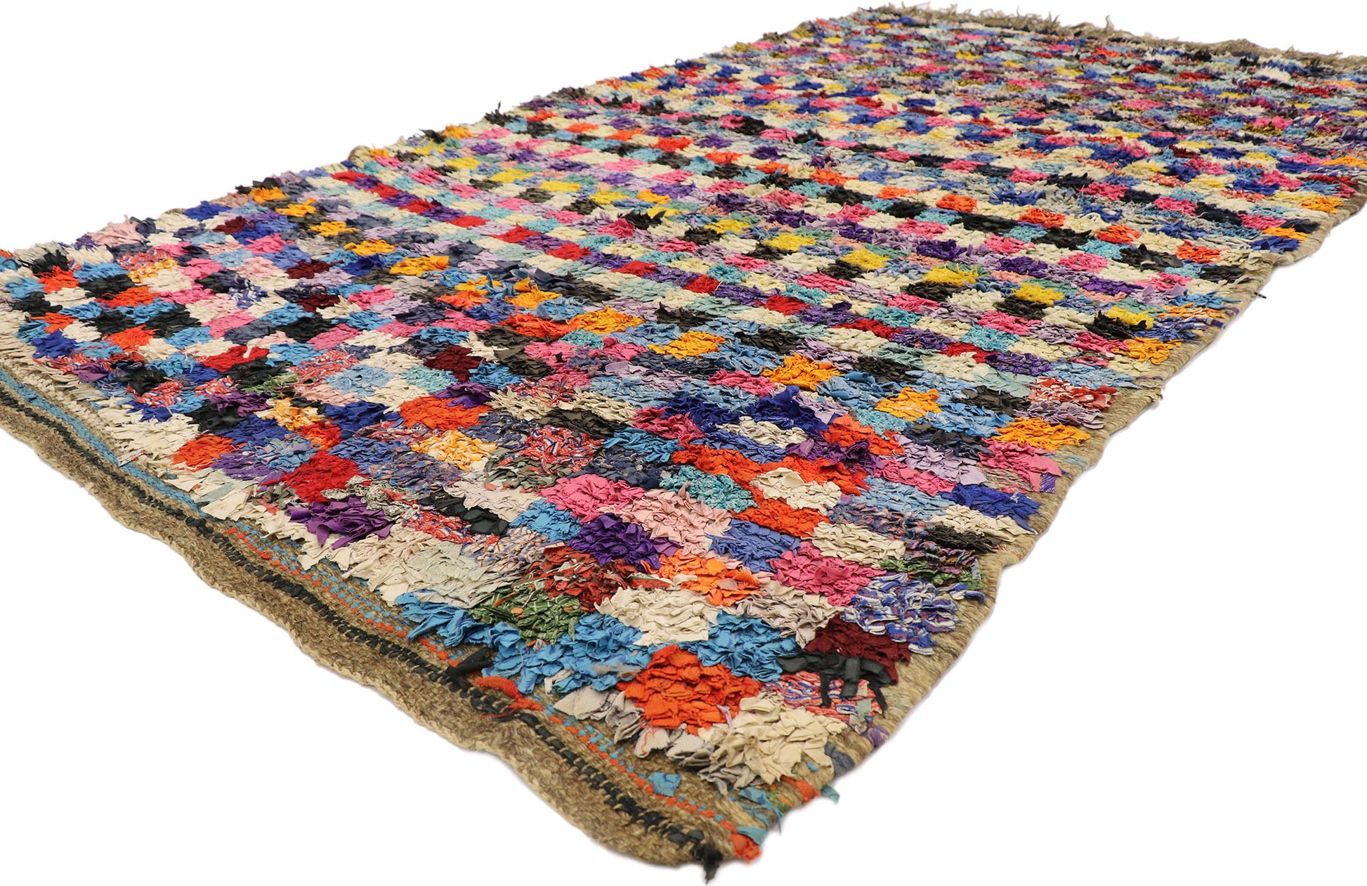 5 x 8 Vintage Moroccan Boucherouite Rug 21544