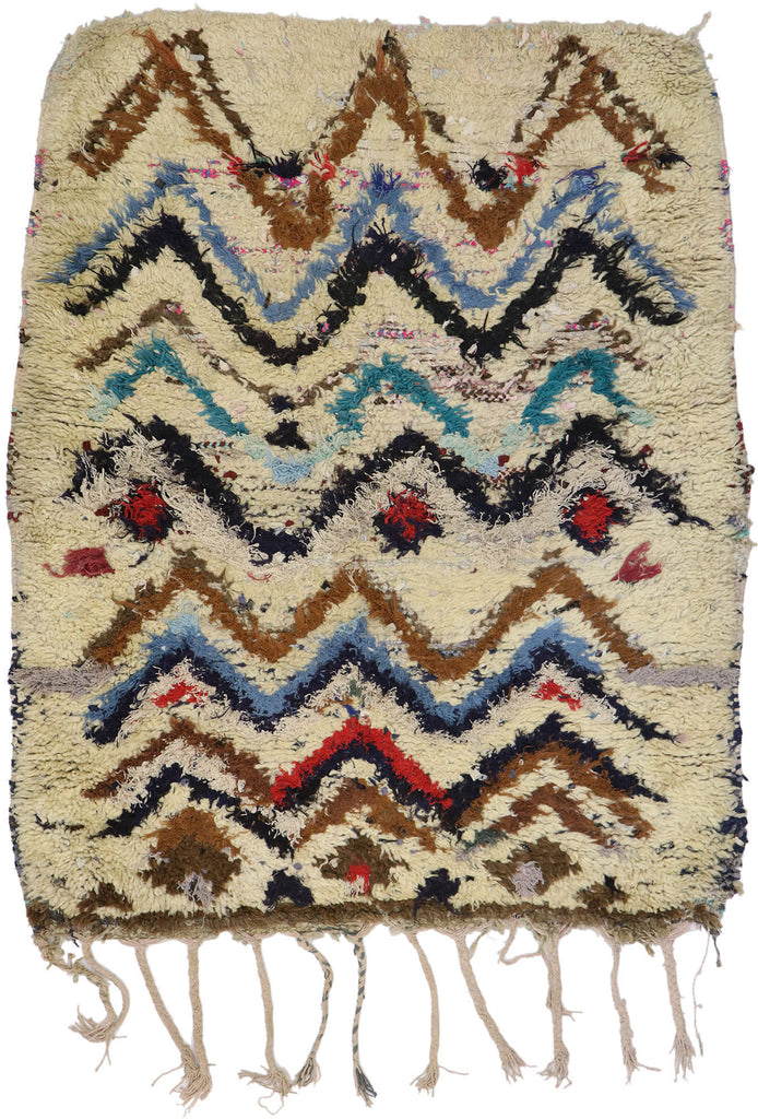4 x 5 Vintage Boucherouite Moroccan Rag Rug 21552