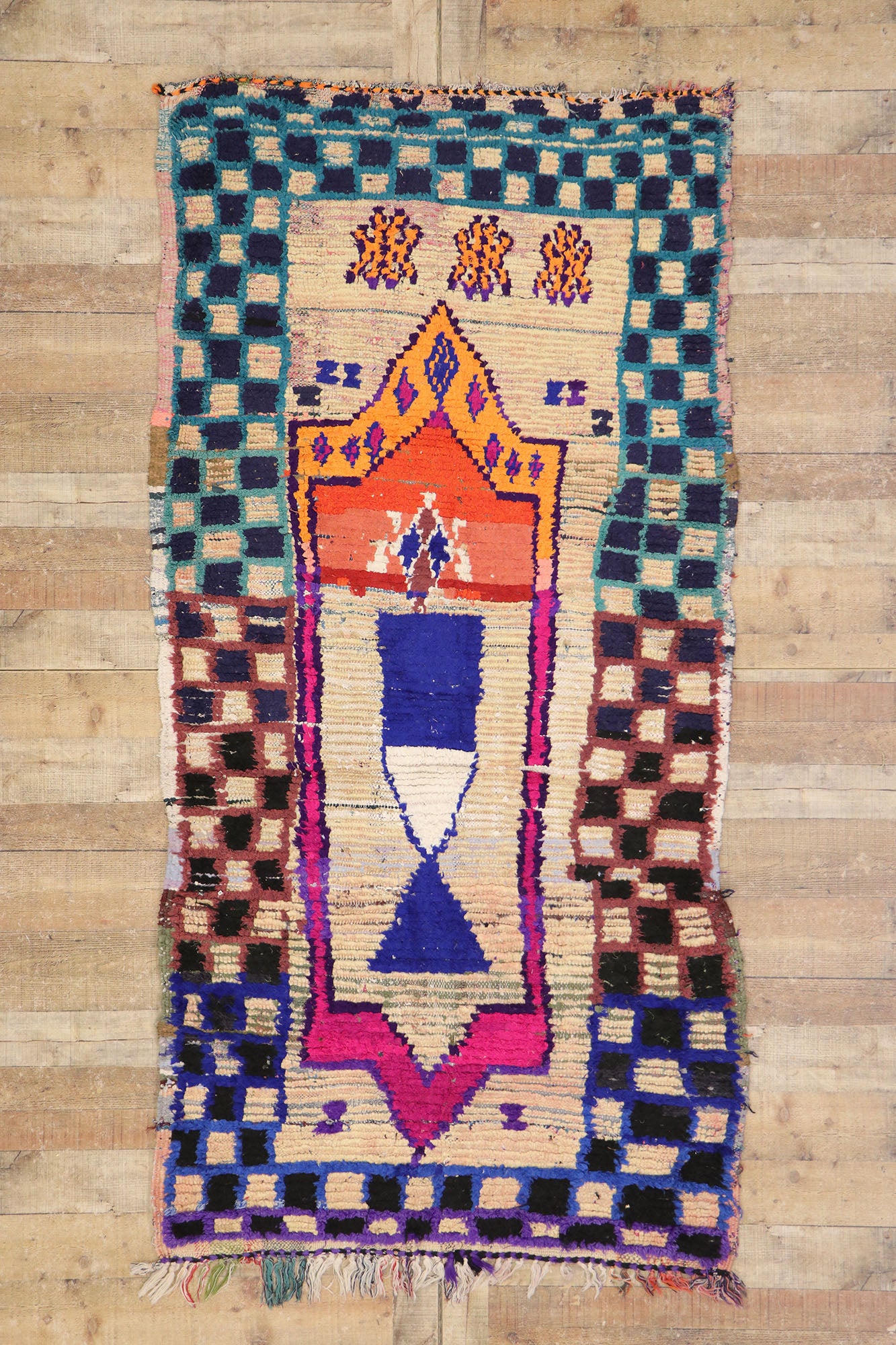 4 x 8 Vintage Moroccan Boucherouite Rug 21569