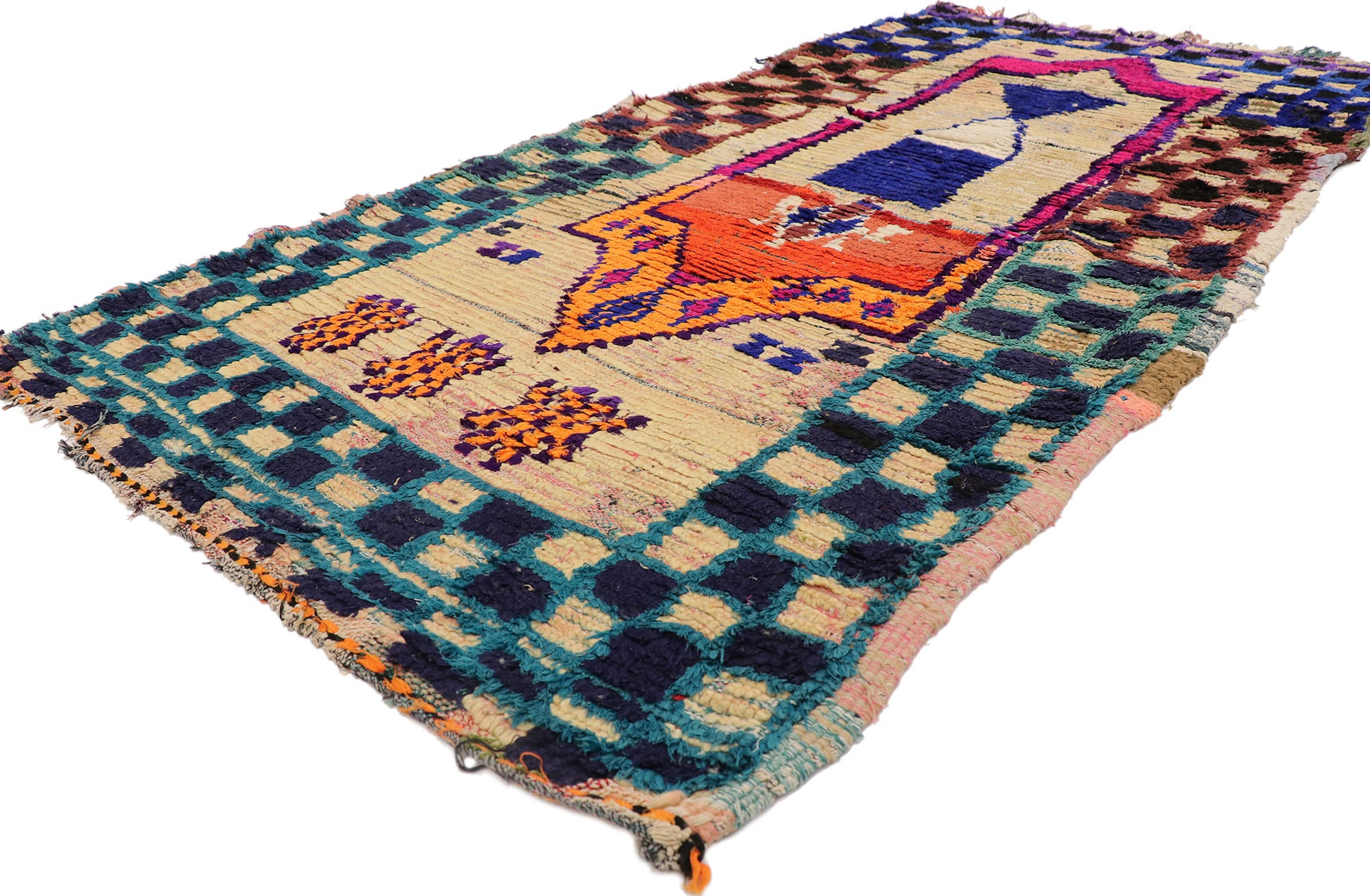 4 x 8 Vintage Moroccan Boucherouite Rug 21569
