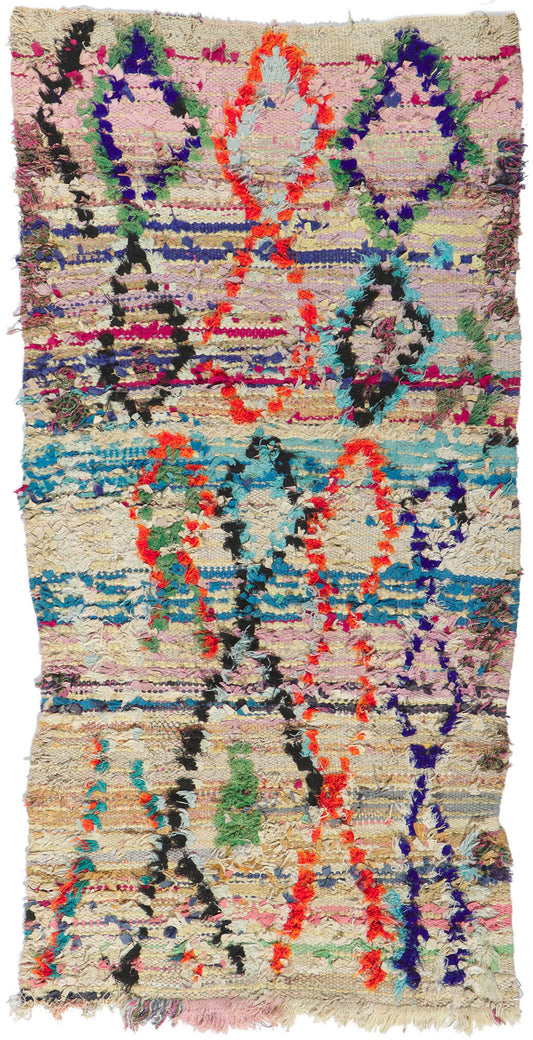 3 x 6 Vintage Moroccan Boucherouite Rug 21607