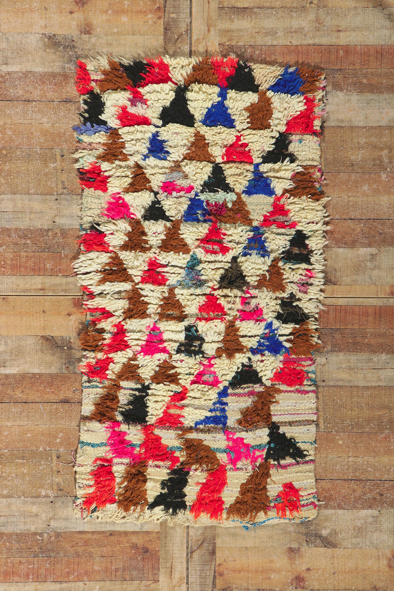 3 x 5 Vintage Moroccan Boucherouite Rug 21617