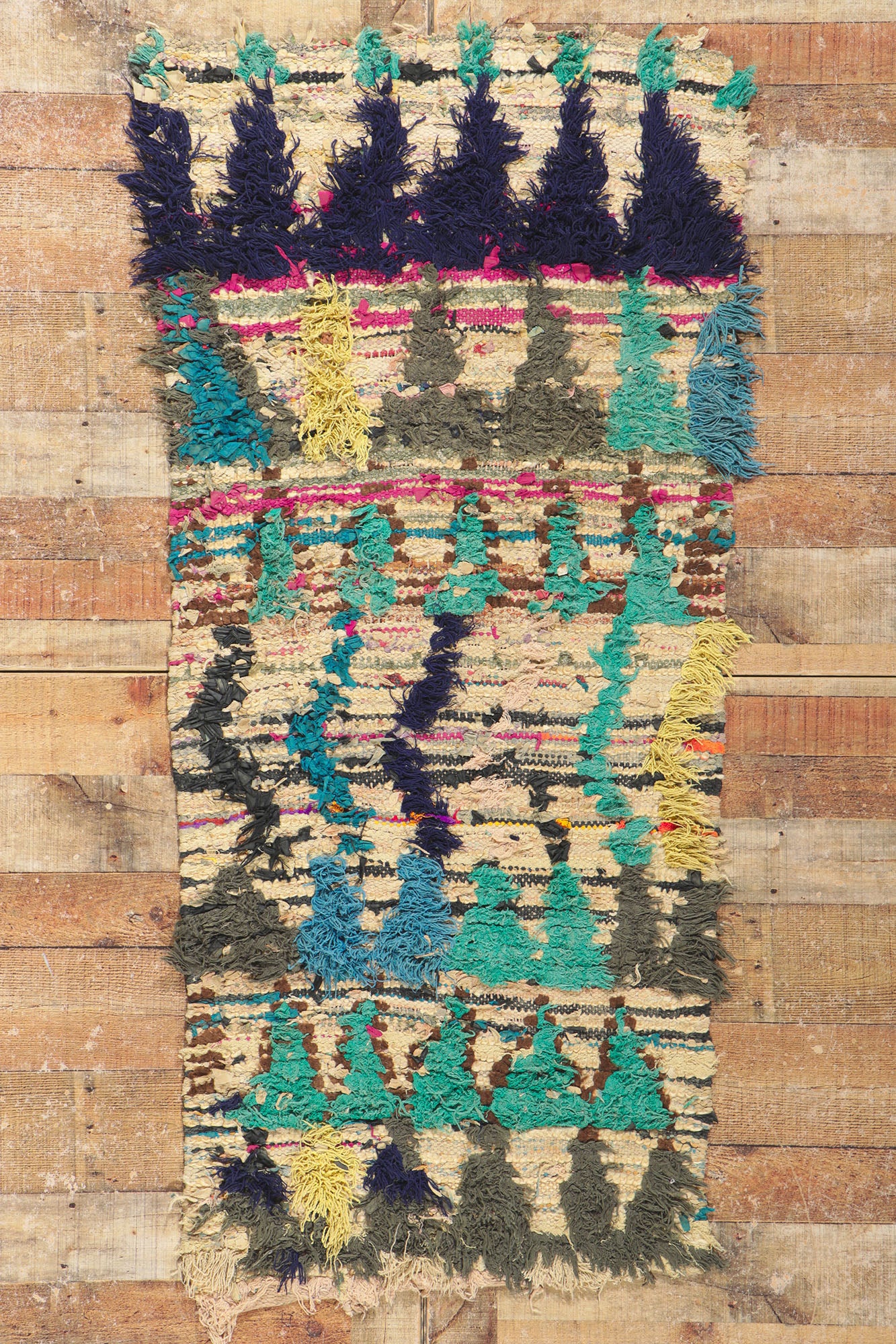 3 x 6 Vintage Moroccan Boucherouite Rag Rug 21632