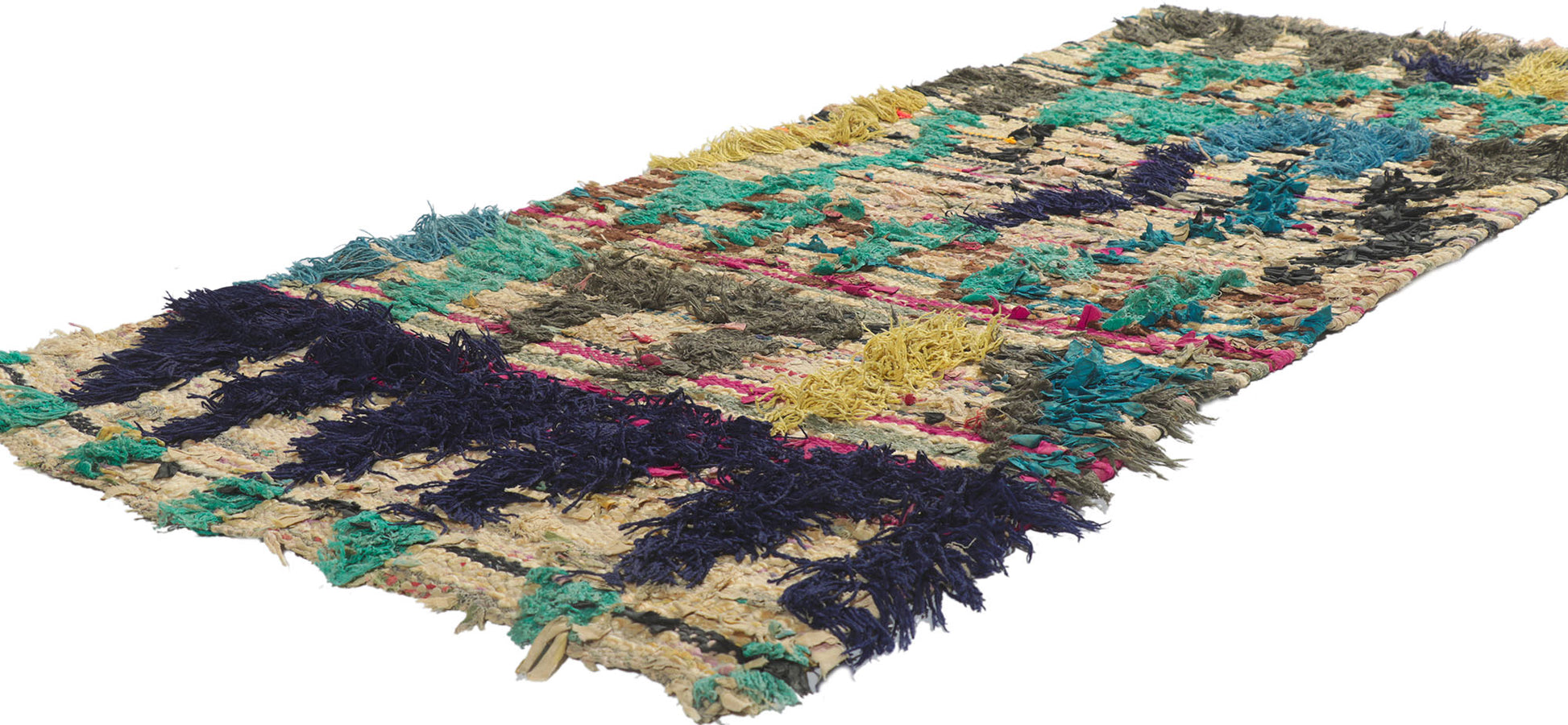 3 x 6 Vintage Moroccan Boucherouite Rag Rug 21632