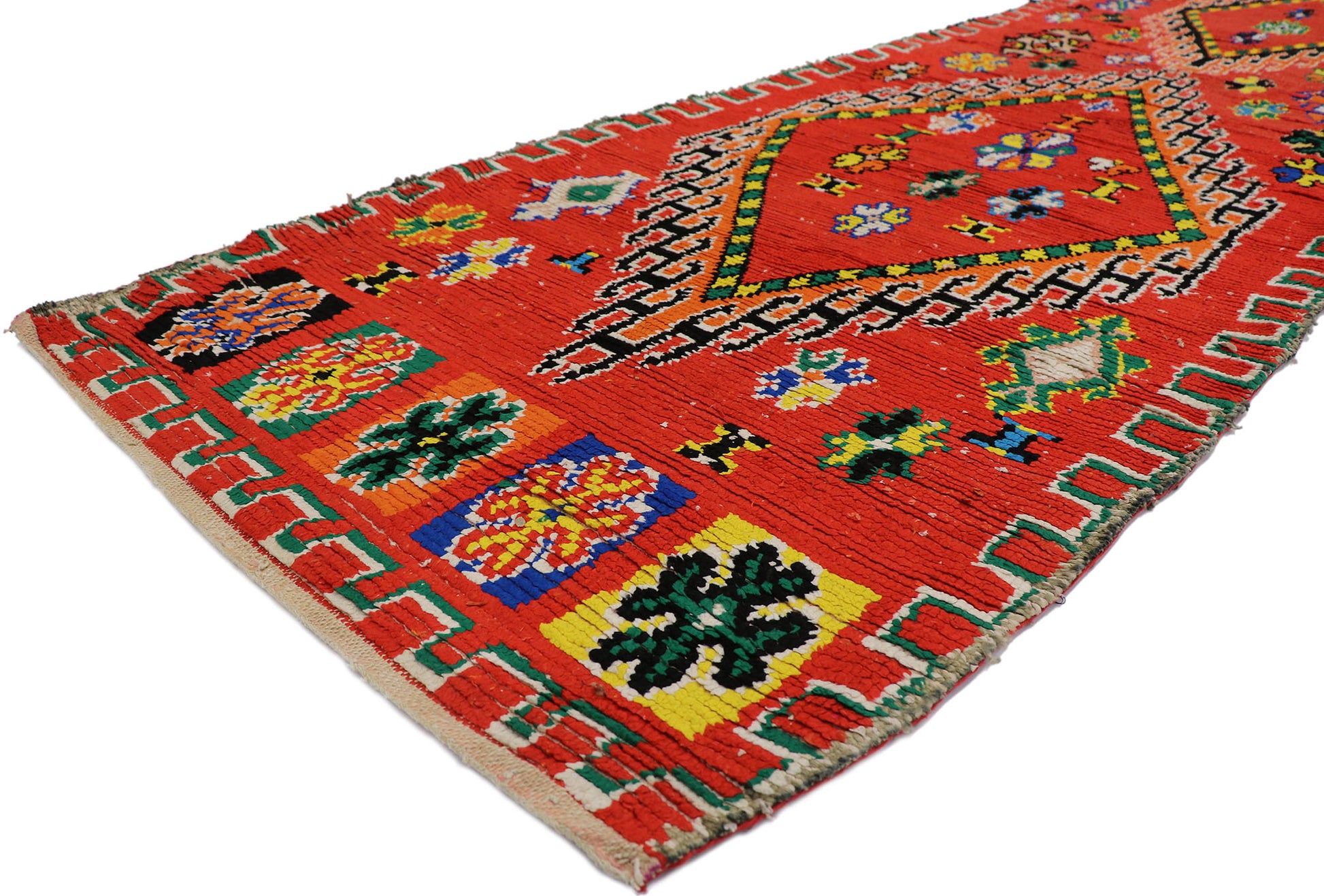4 x 11 Vintage Moroccan Boucherouite Rug 21674