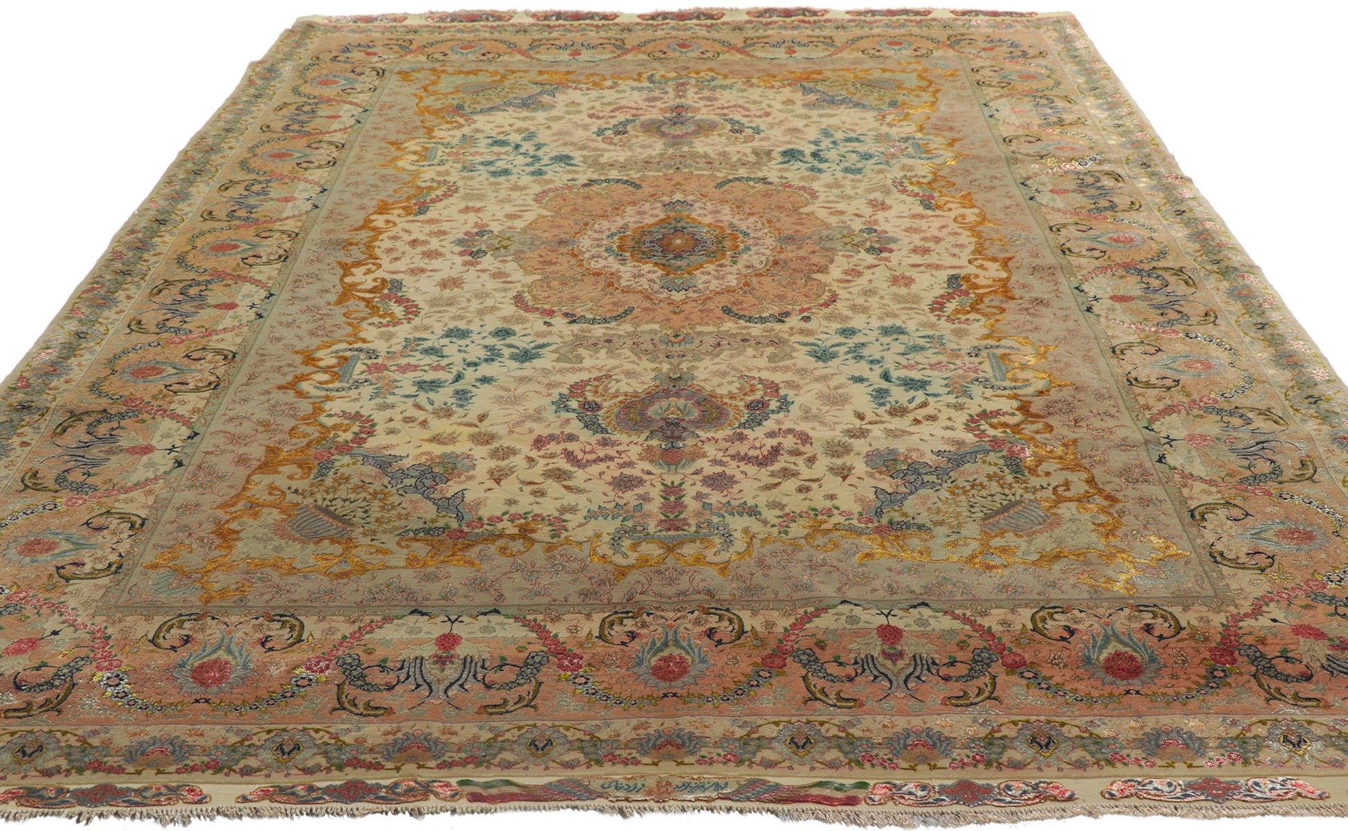 6 x 10 Vintage Persian Shirfar Tabriz Rug 21676