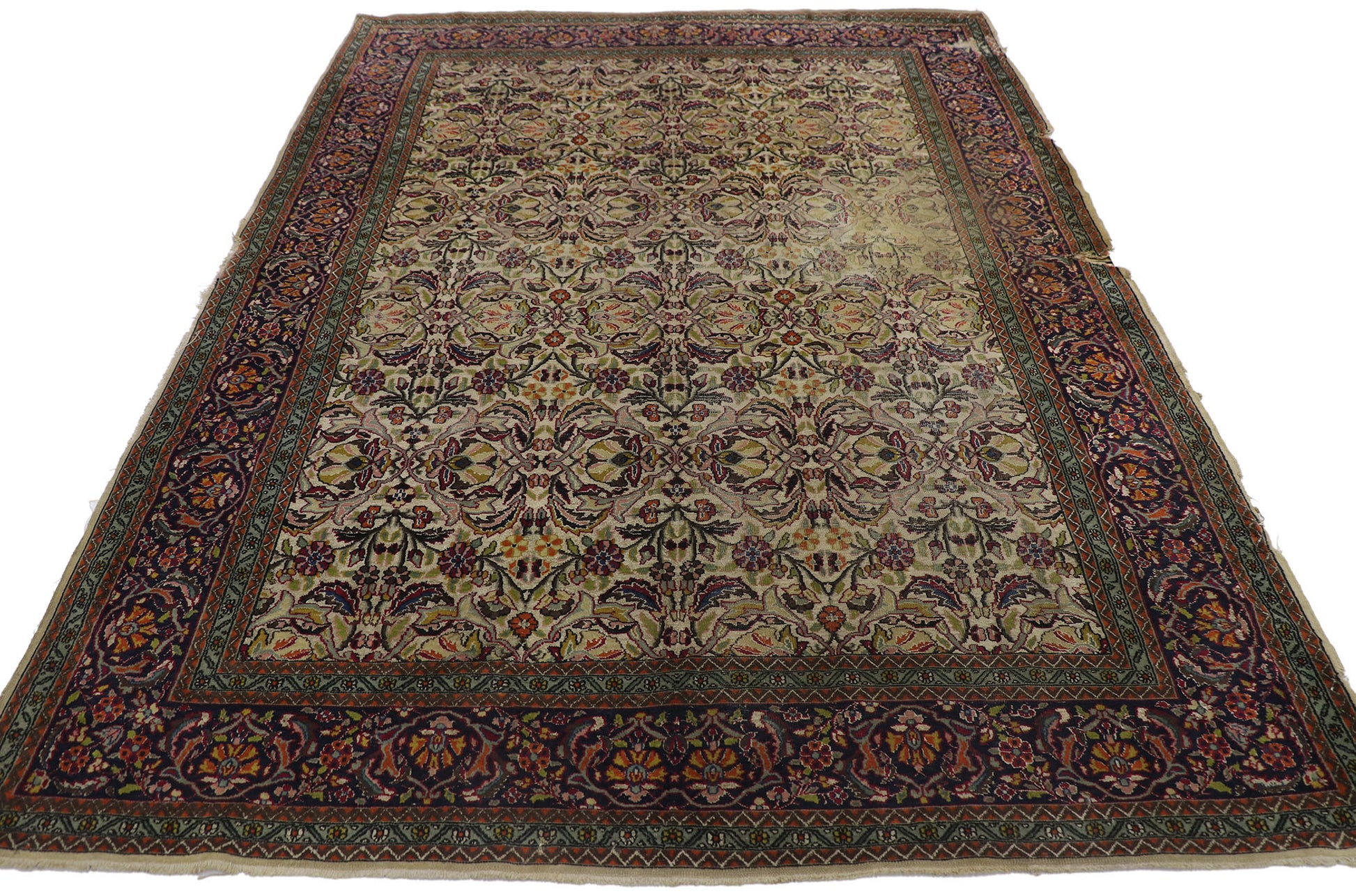5 x 7 Antique Persian Kashan Rug 21684