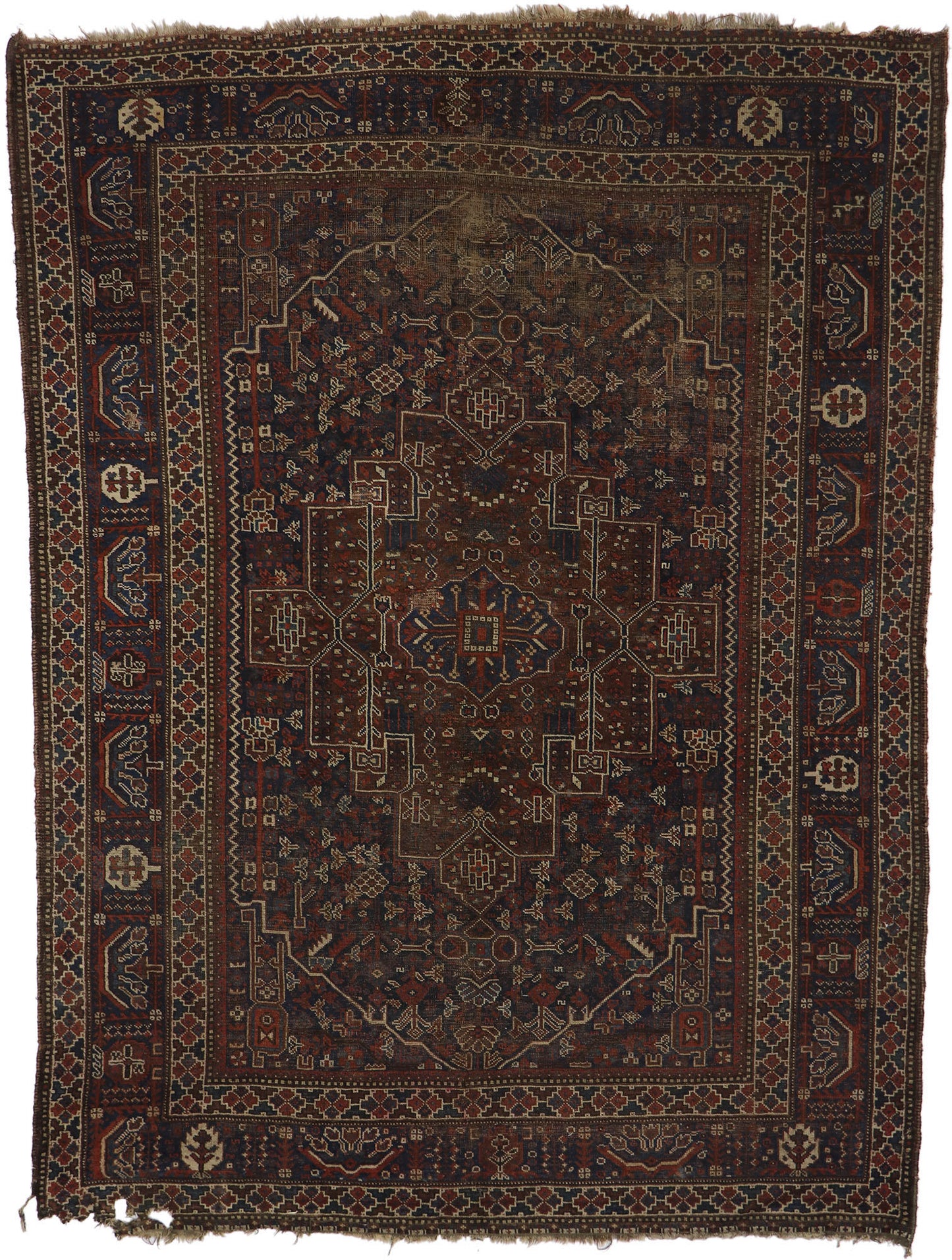 7 x 9 Antique Persian Shiraz Rug 21690