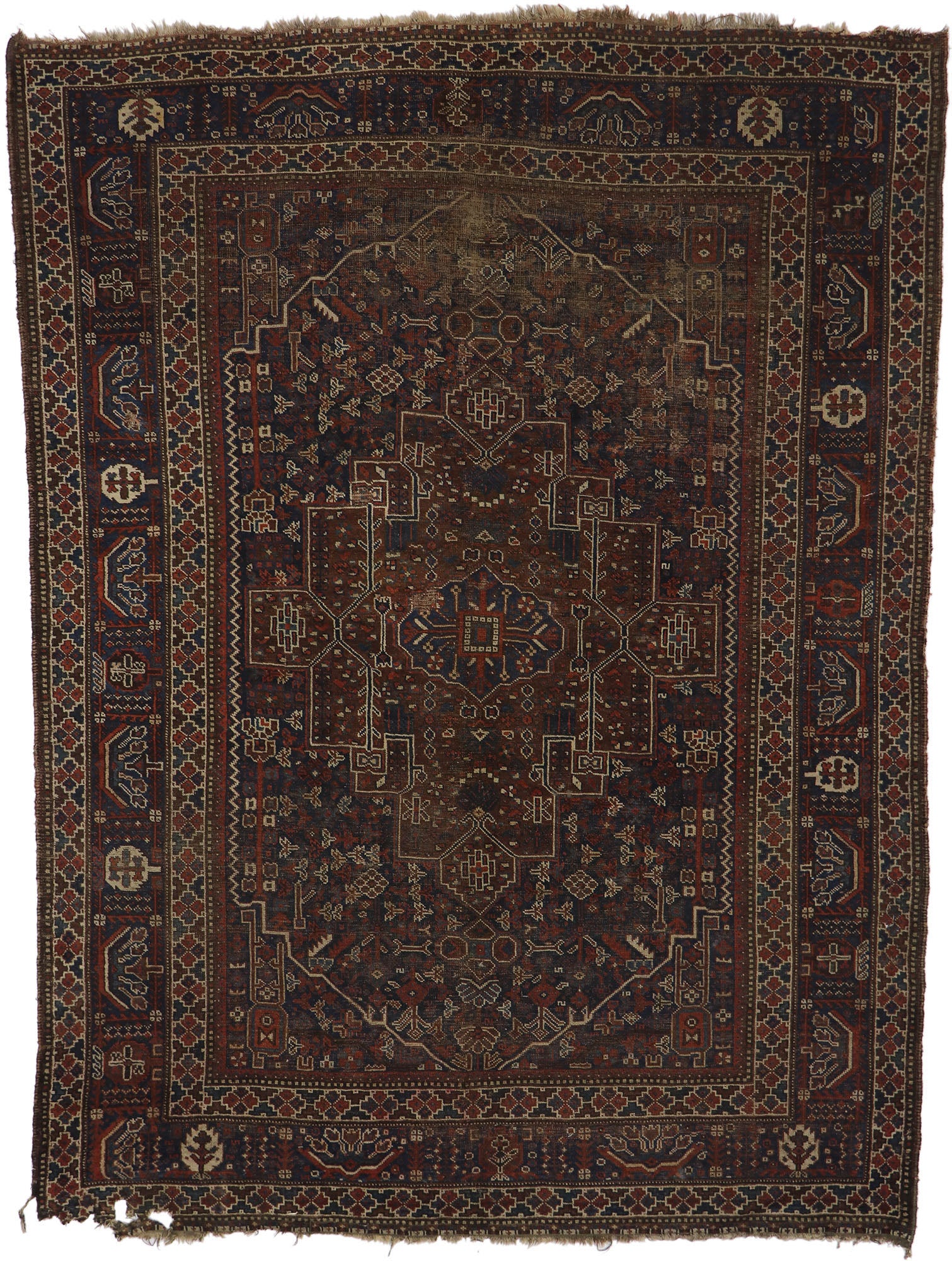 7 x 9 Antique Persian Shiraz Rug 21690