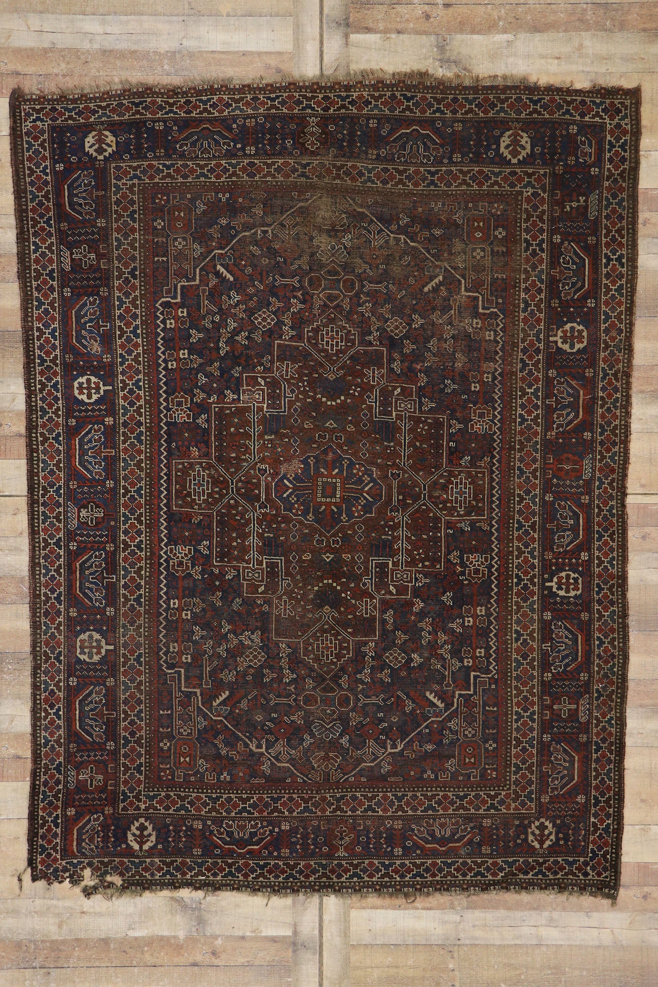 7 x 9 Antique Persian Shiraz Rug 21690