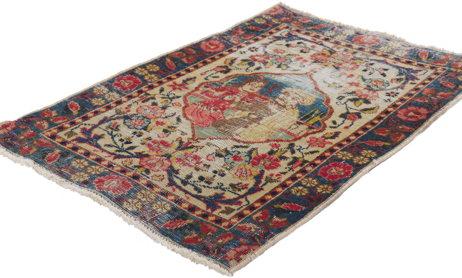 2 x 2 Antique Persian Tabriz Rug 61213