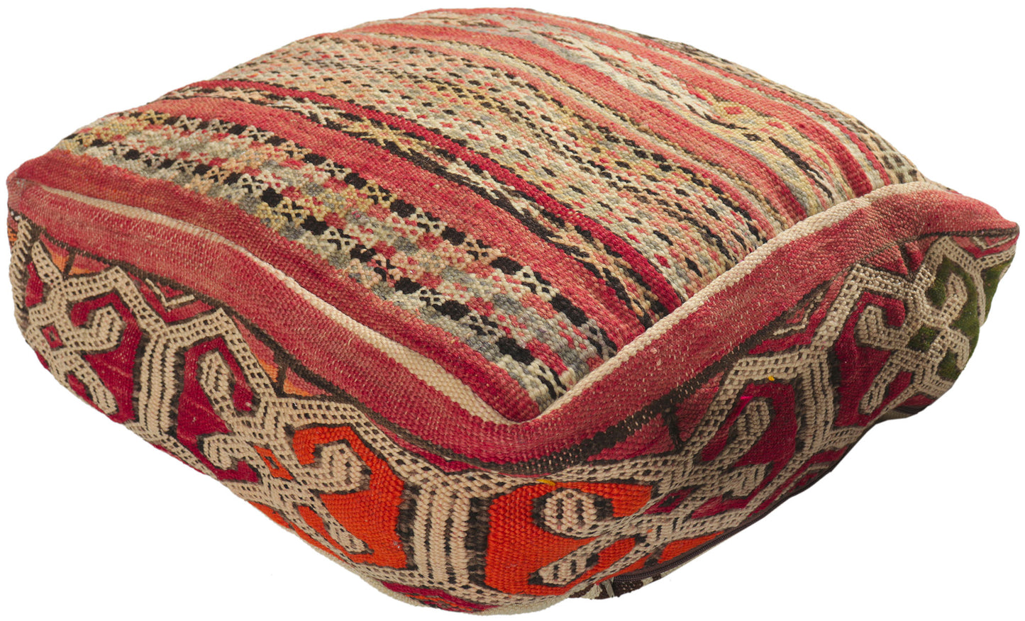 2 x 2 x 1 Vintage Moroccan Kilim Pouf 78438