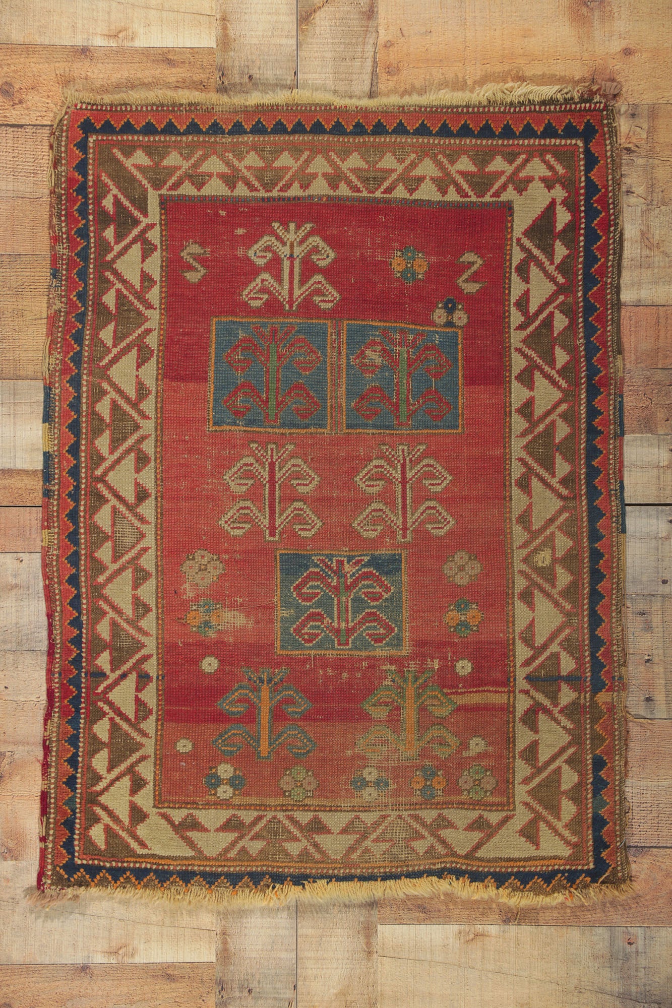 2 x 3 Antique Caucasian Bordjalou Kazak Rug 74498