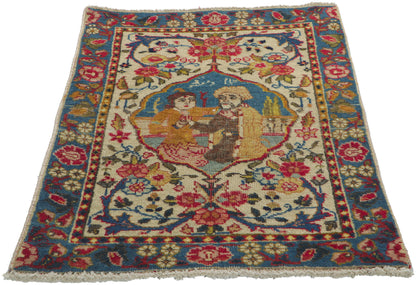 2 x 3 Antique Persian Tabriz Pictorial Rug 61064