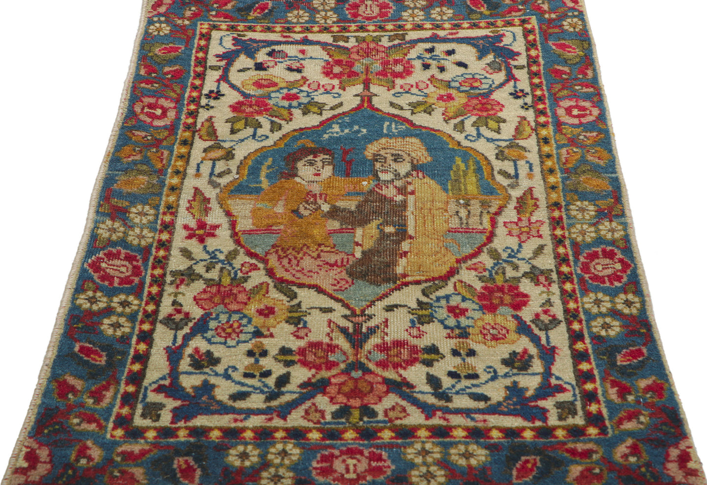 2 x 3 Antique Persian Tabriz Pictorial Rug 61064