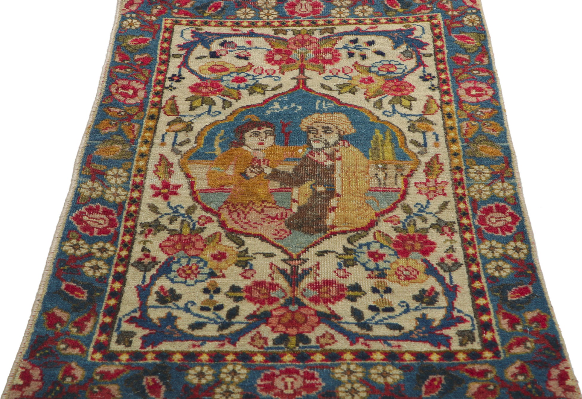 2 x 3 Antique Persian Tabriz Pictorial Rug 61064