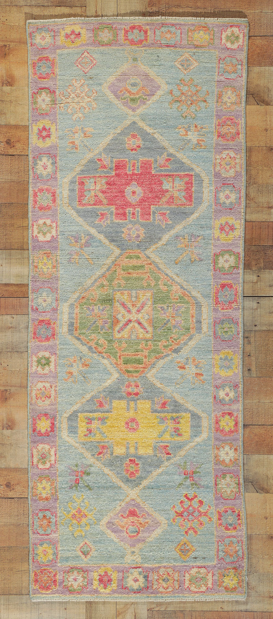 2 x 7 Colorful Oushak Runner 80824