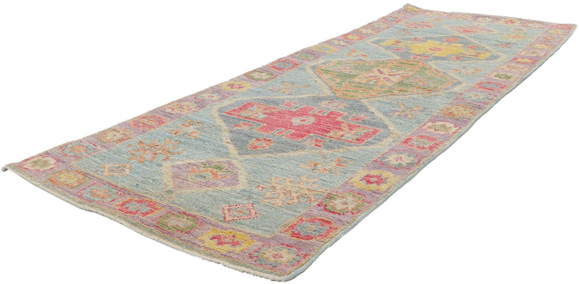 2 x 7 Colorful Oushak Runner 80824