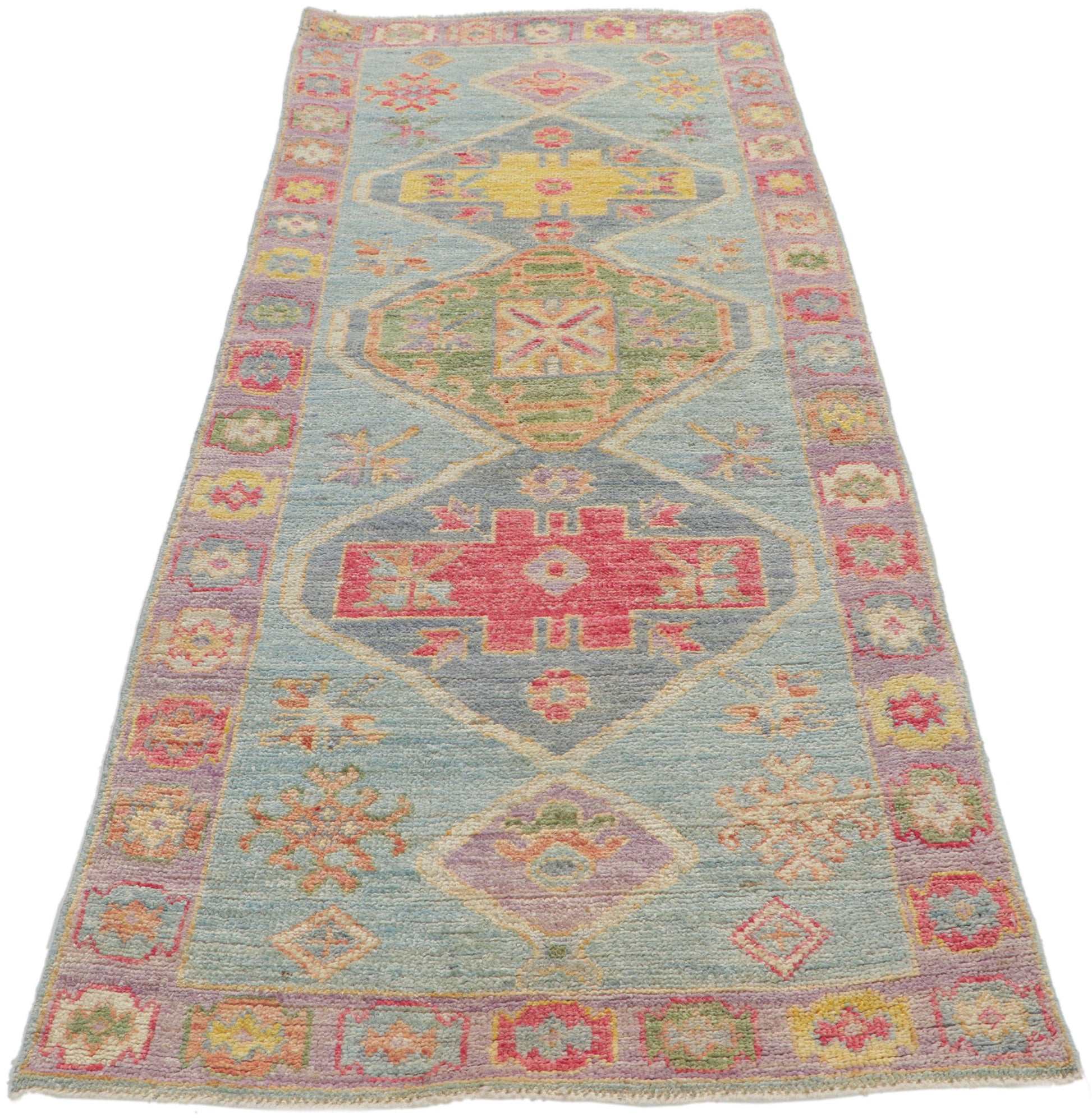 2 x 7 Colorful Oushak Runner 80824