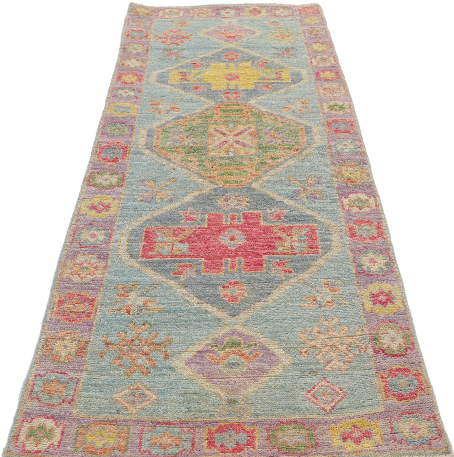 2 x 7 Colorful Oushak Runner 80824