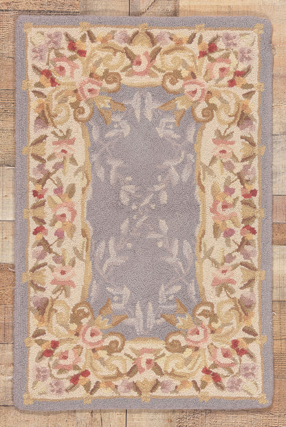 2 x 3 Vintage American Floral Hooked Rug 78554