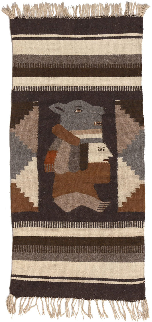 2 x 4 Vintage Mexican Zapotec Pictorial Rug 78636