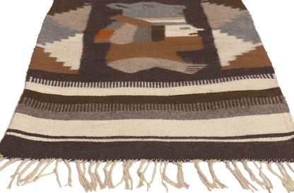 2 x 4 Vintage Mexican Zapotec Pictorial Rug 78636