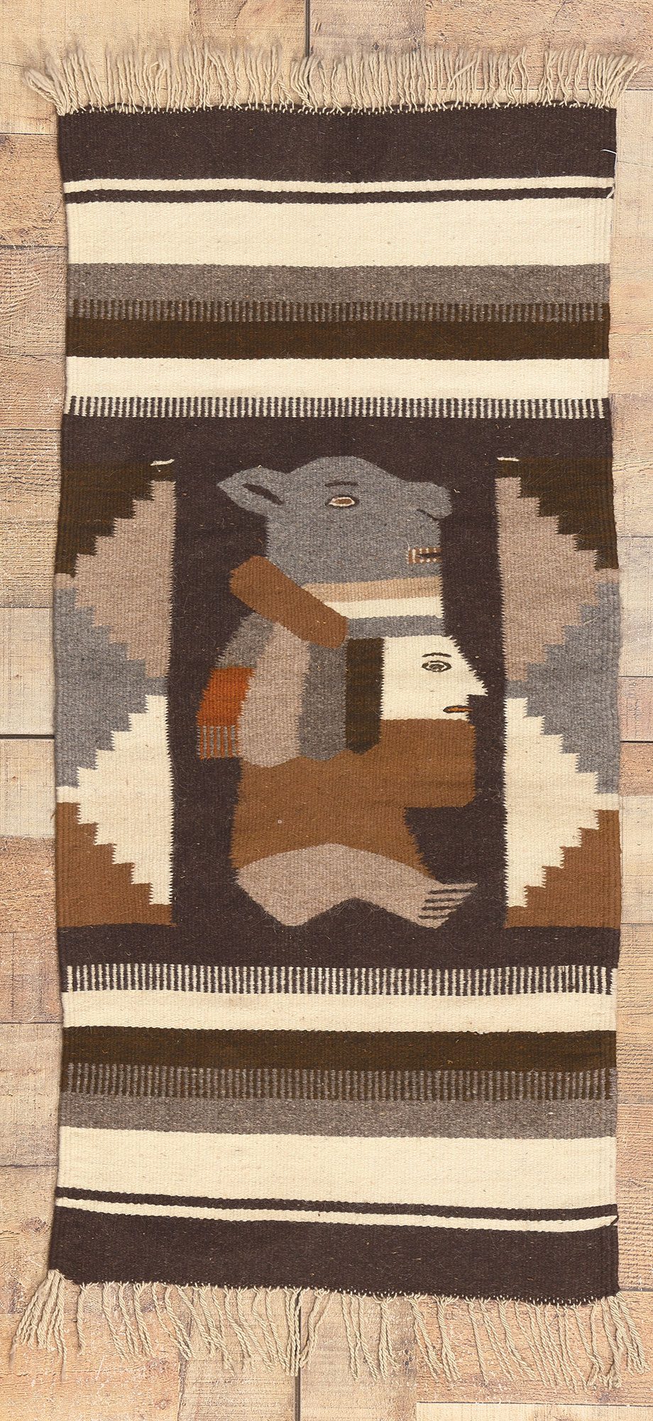 2 x 4 Vintage Mexican Zapotec Pictorial Rug 78636