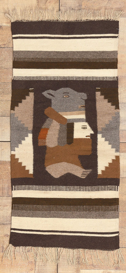 2 x 4 Vintage Mexican Zapotec Pictorial Rug 78636