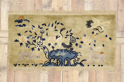 2 x 5 Antique Chinese Art Deco Pictorial Rug 77584
