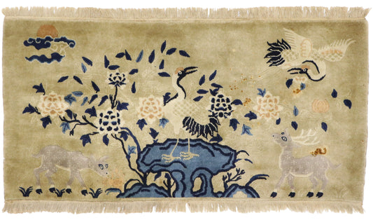 2 x 5 Antique Chinese Art Deco Pictorial Rug 77584