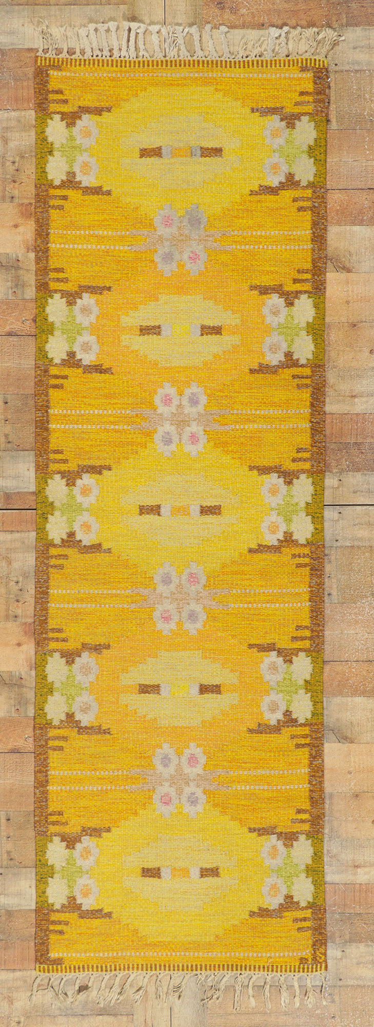 3 x 8 Ingegerd Silow Vintage Swedish Rollakan Rug 78507