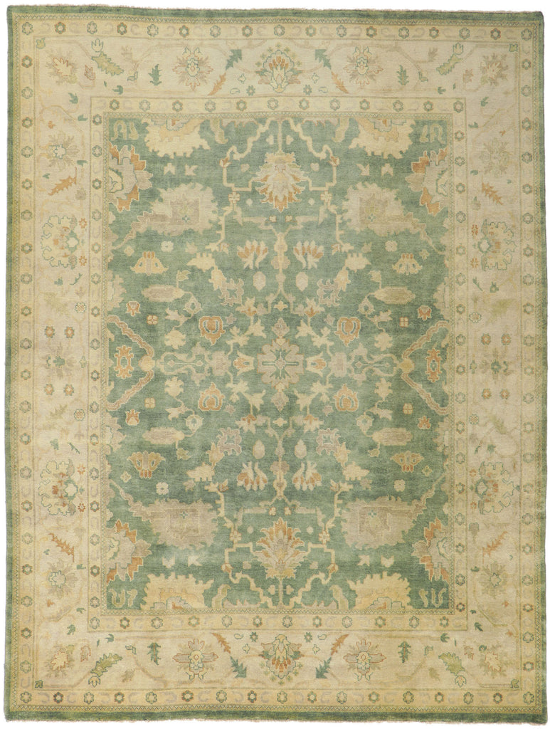 9 x 12 Contemporary Green Oushak Rug 30188
