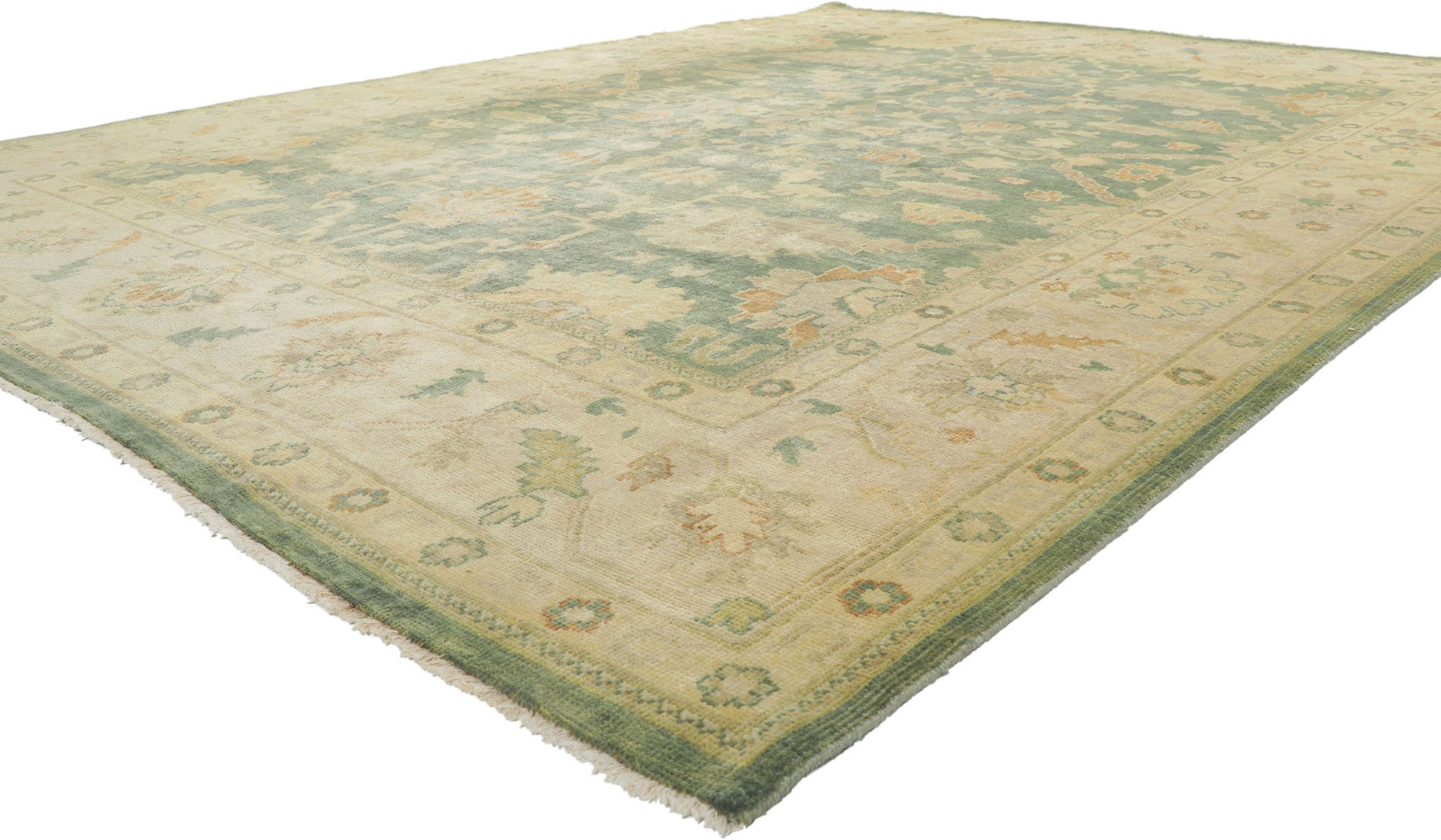 9 x 12 Contemporary Green Oushak Rug 30188